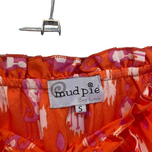 Mud Pie Womens orange pink Aztec tiered strapless maxi dress Small - Picture 4 of 6